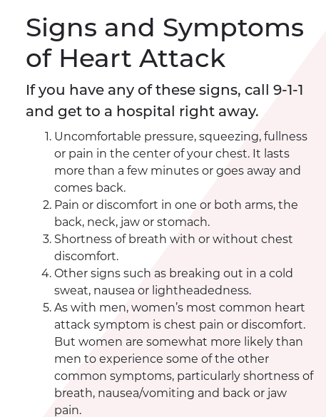 February American Heart Month signs of a heart attack